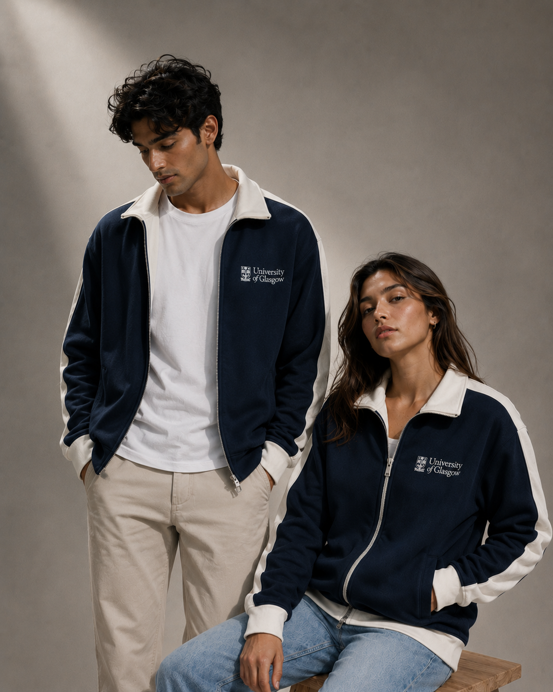 Navy Blue and White Jacket View