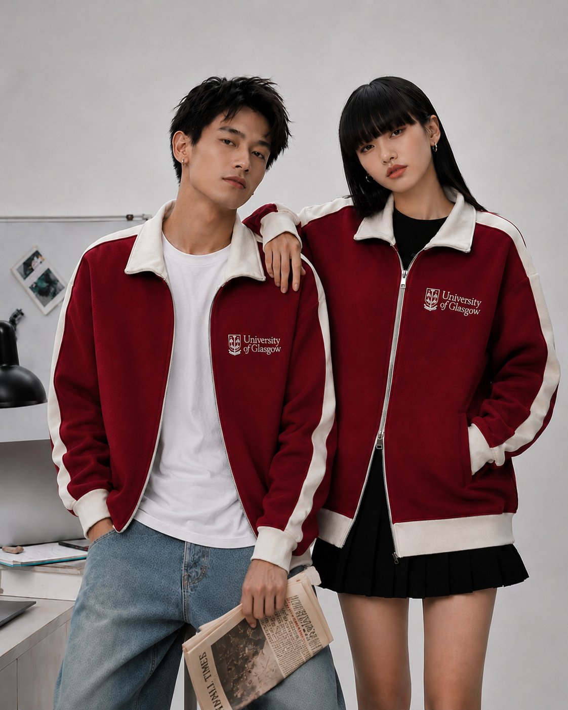 Red and Cream White Jacket View