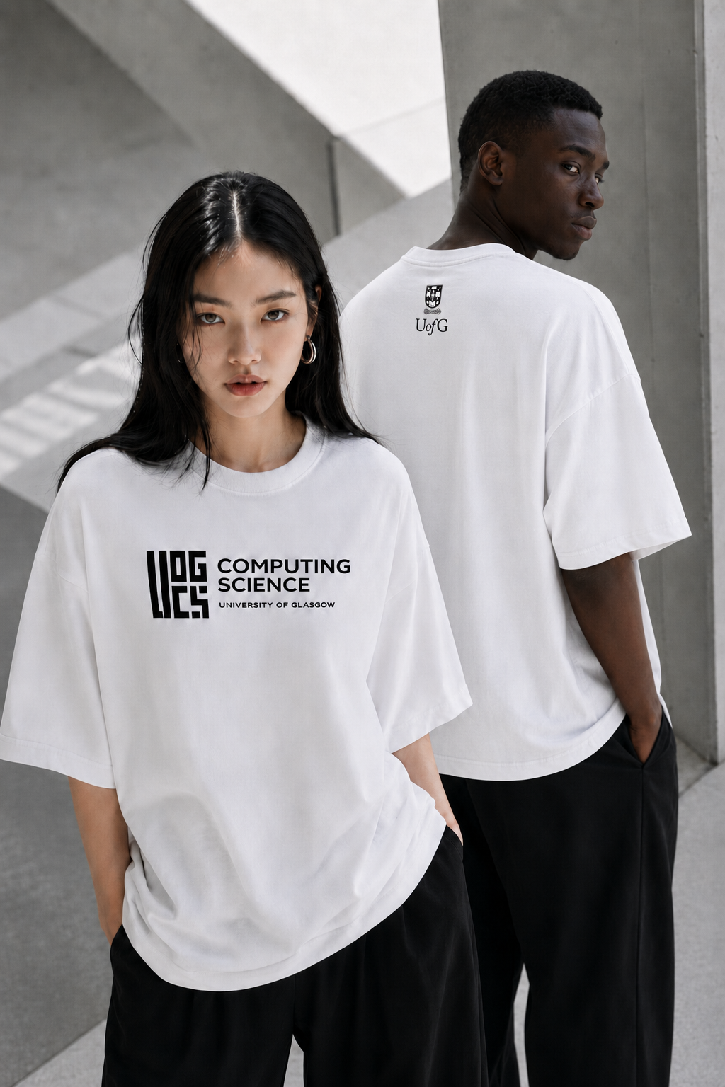 White T-shirt Front and Back View